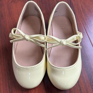 Janie and Jack Pale Yellow Patent Mary Jane Flats with Bow